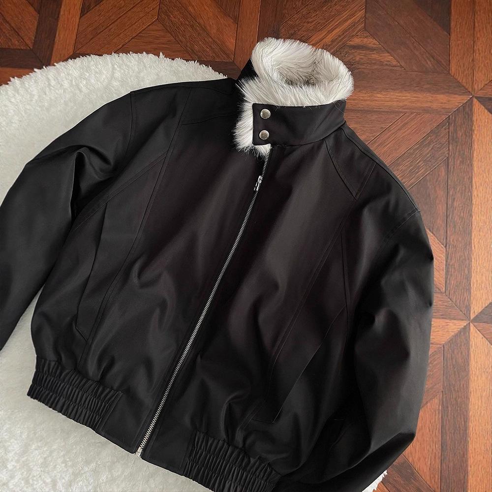 Unisex Retro Fur Collar Jacket: Versatile Casual Outerwear for Autumn/Winter