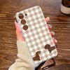 Anti-Fingerprint White-Brown Plaid Dachshund Phone Case For Samsung S20 Plus S21 S22 S23 S24 A14 M53 5G M23 5G Tpu Funda