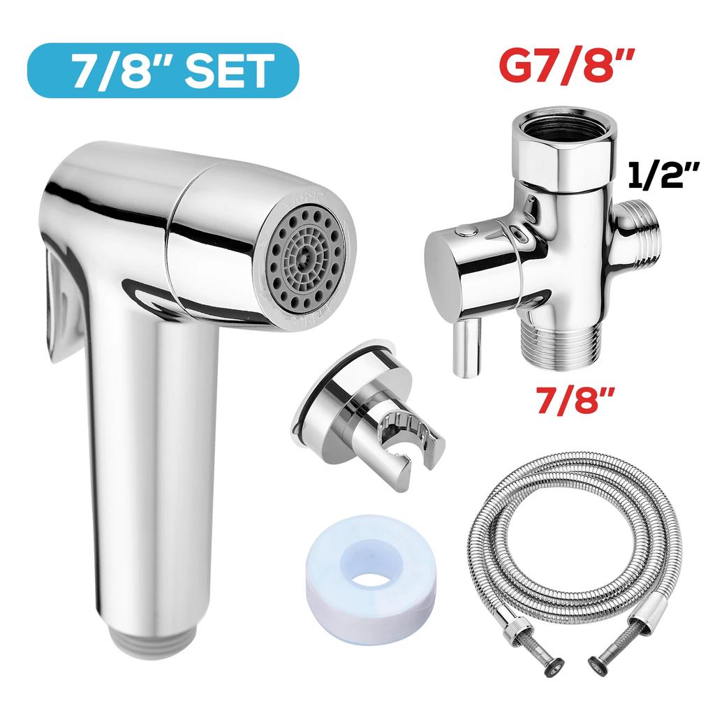 Portable Handheld Toilet Bidet Sprayer Gun Holder Self Cleaning Wash Bidet Faucet Spray 3 Way Valve Bathroom Shower Head Hose
