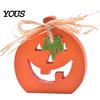 Durable Painted Wood Decor Halloween Indoor Wooden Pumpkin Table Sign, Spooky Tabletop Block Small Fall Signs Tiered Tray Centerpiece for Office Home