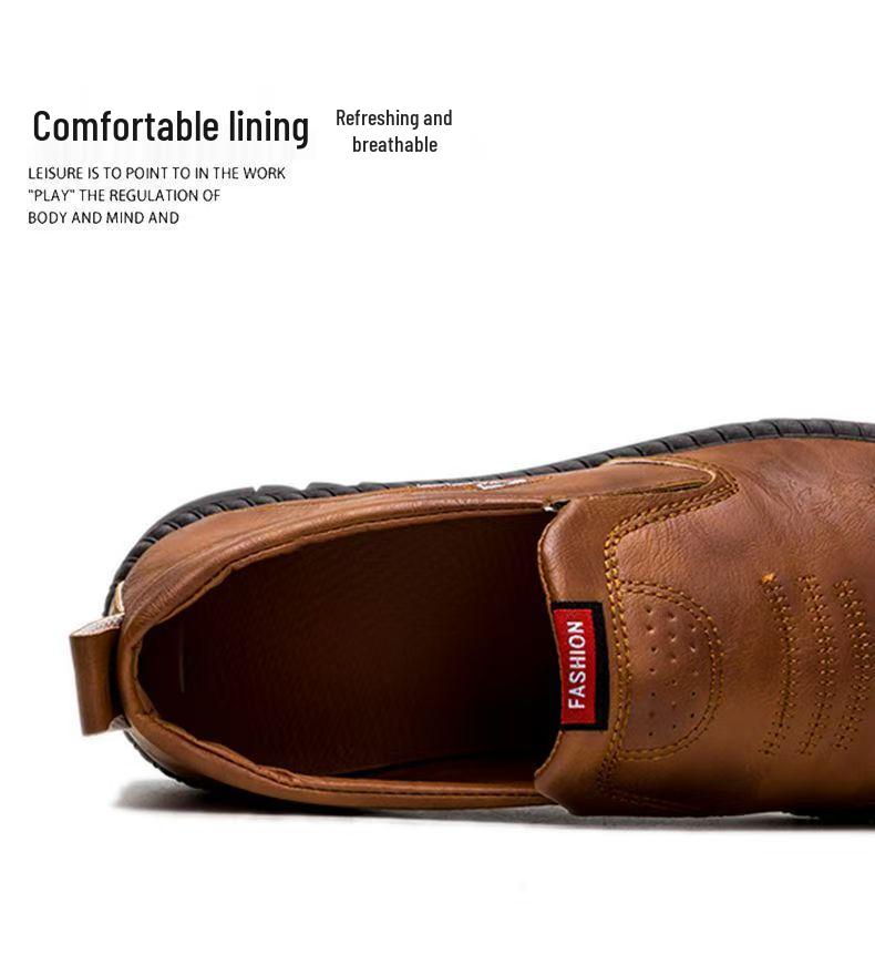 Herren Frühling 2025 Weiche Leder Slipper - Perforierte Freizeit-Slipper