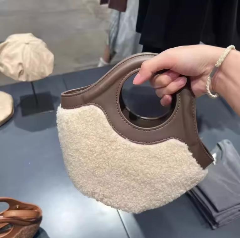 

Сумка женская новая осенне-зимняя из овечьей шерсти, сумка-корзина, плюшевая сумка через плечо, универсальная шерстяная сумка-тоут, сумки для женщин, сумки