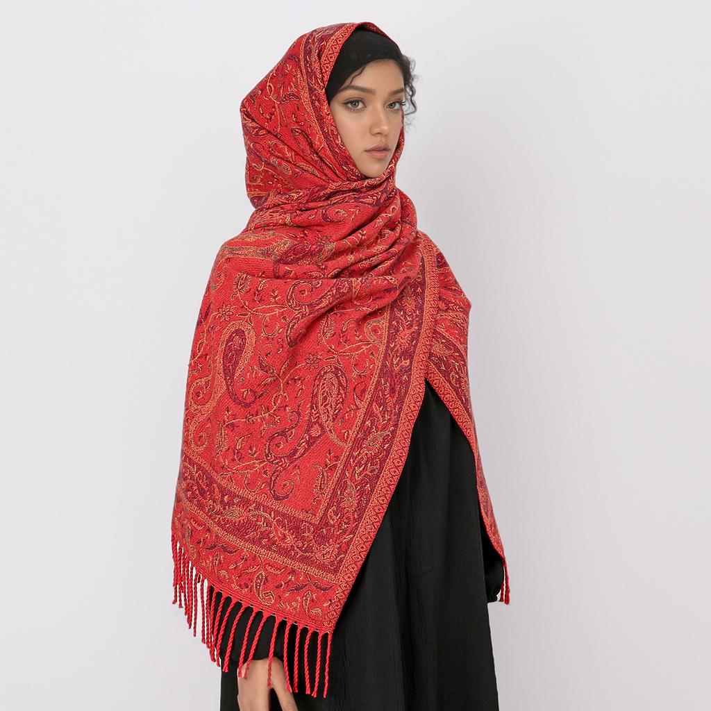 Bohemian Premium Versatile Scarf For Women Middle Eastern Jacquard Tassel Shawl For Women