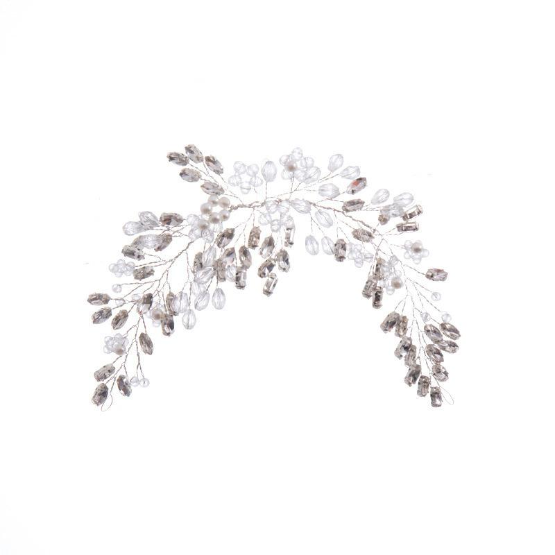 Crystal Headband Tiara Bridal Updo Wedding Headpiece Hair Accessories Handmade Beaded Back Comb Accessory