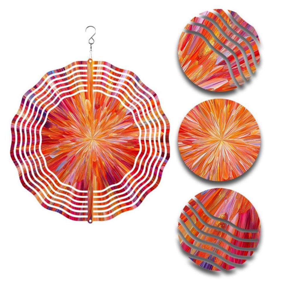 1 Stück Mandala Spiral Windspiel - Metall 2D Mandala Spinner mit 360° drehendem Haken, Garten Terrassen Dekoration, Outdoor Windskulptur