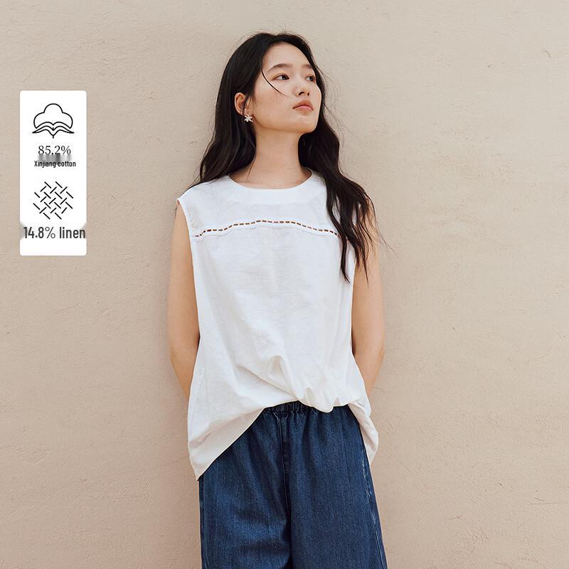 

INMAN Linen Cotton Twisted Pleat Sleeveless Top S