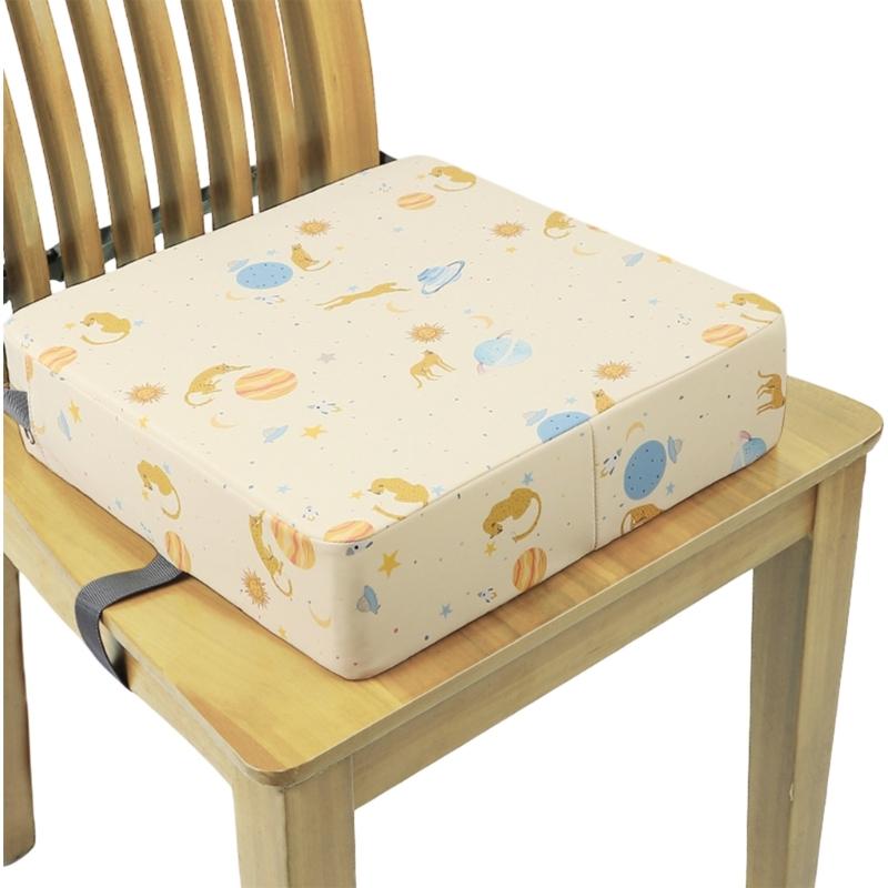 Booster Seat for Dining Table Printed Pattern Kids Booster Seat with Safety Buckles Anti-Slip Bottom Heightening Cushion