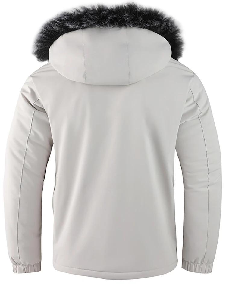 Fall and Winter Men's Casual Trend with The Hooded Cotton Jacket Windproof Padded Cold Pure Color Simple Cotton Clothing
