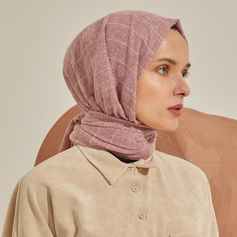 

Хлопковая шаль в полоску Miray Dry Rose