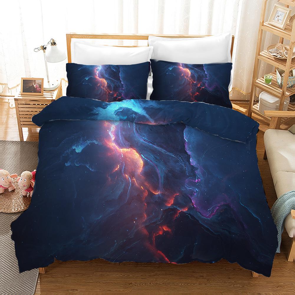 

Starry Sky Bedding Set 3D Printed Duvet Cover Set Outer Space Theme Skin Friendly Luxury Birthday Gift Single Double Queen Size Eu Single 135x200cm