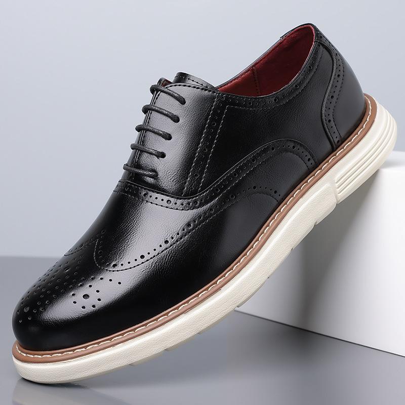

Mens Casual Leather Shoes British Business Dress Shoes Lace Up Oxford Shoes Breathable Leather Casual Footwear Anti Slip Oxfords 39