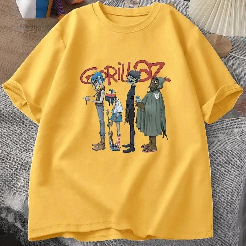 Music Band Gorillaz PUNK ROCK T Shirt Unisex Unisex Summer 90s O-neck Cotton Short Sleeve T-shirts Clothes Vintage Y2K Clothing Tee