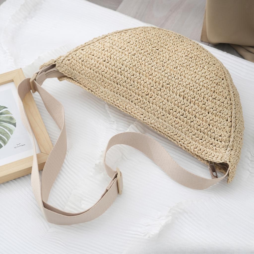 Forest Lazy Style Crossbody Bag Bohemian Handmade Grass Woven Bag Leisure Vacation Beach Women's Woven Dumpling Handbag New