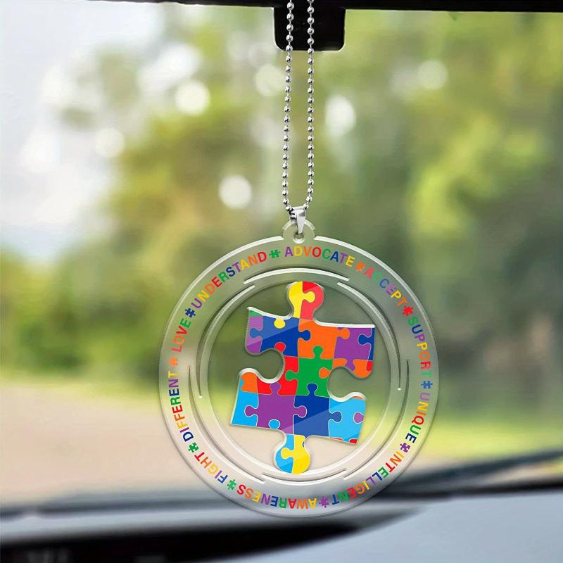 1 szt. Akrylowy zawieszka-puzzle świadomości autyzmu Wielofunkcyjny 2D brelok Ozdoba do wnętrza samochodu Dekoracja ozdobna torby