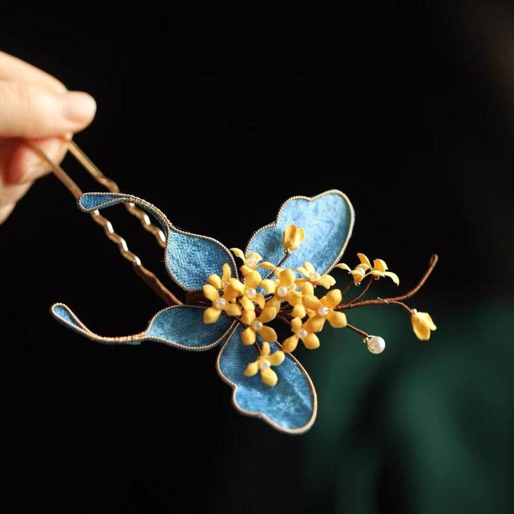 Beads Hanfu Butterfly Hair Fork Beautiful Exquisite Fairy Side Clips  Betrothal