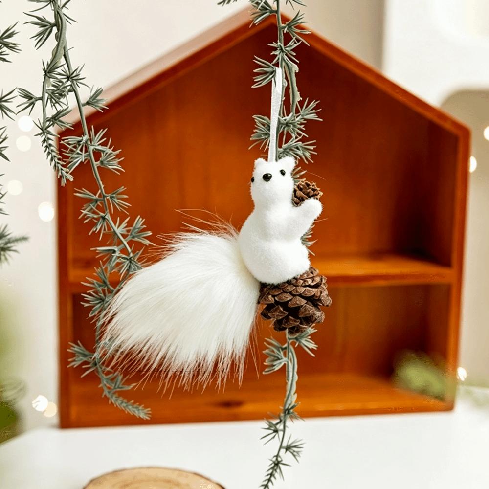 Lightweight Flocked Squirrel Ornaments Plush Texture Dual-use Tabletop Ornament  Xmas