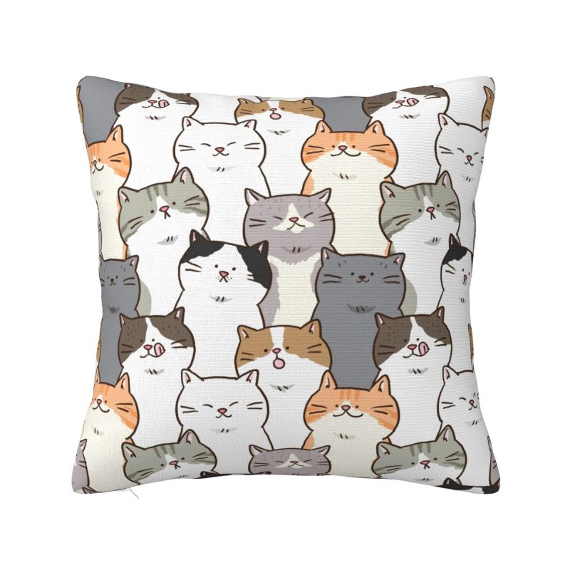 Colorful Cartoon Kitten Cat Throw Pillow Case Home Decorative Luxury Cushions Cover For Sofa Car Square Polyester Pillowcase