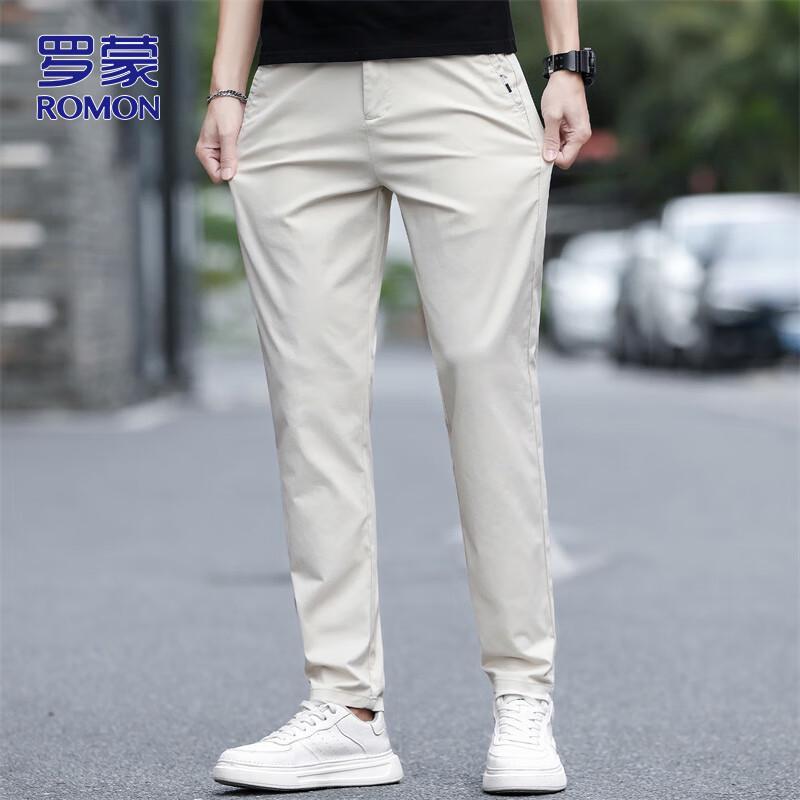 ROMON Men's Ice Silk Straight Casual Pants
