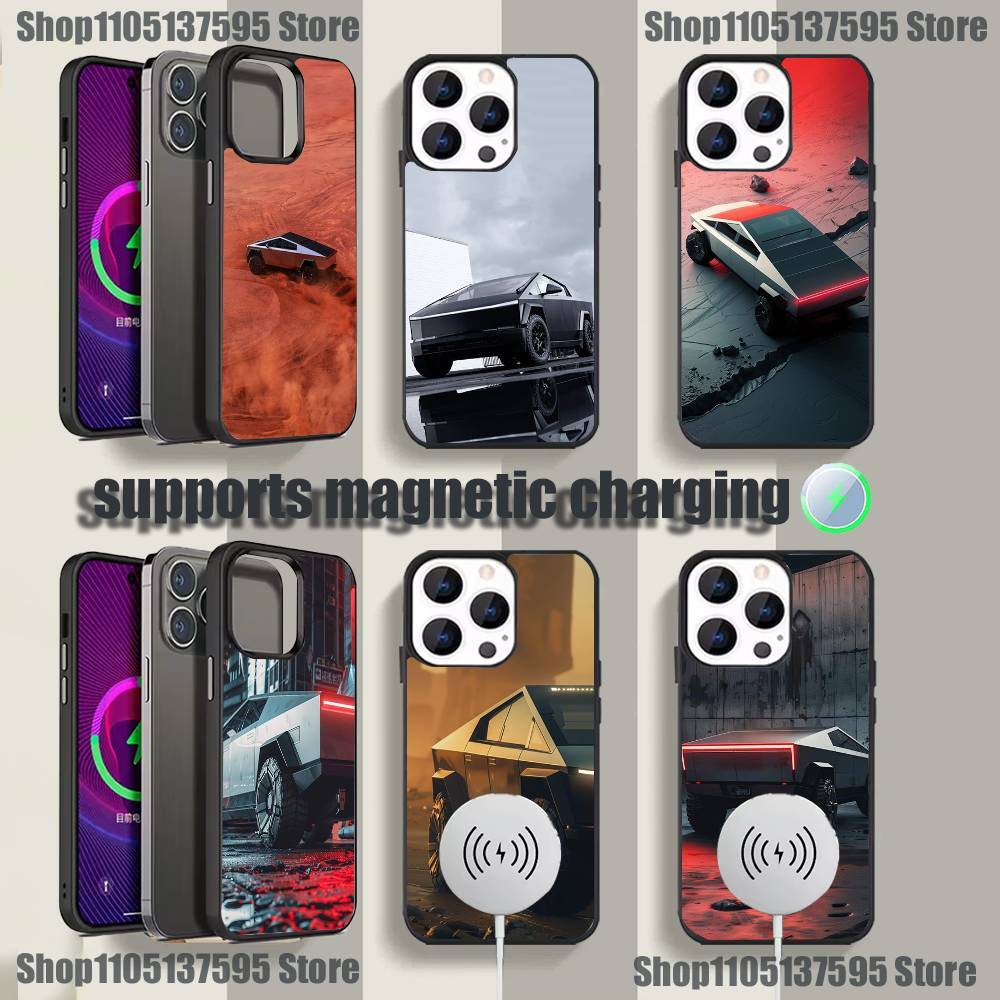 SUV Car T-TeslaES Pickup Truck Phone Case For iPhone 17,16,15,14,13,12,11,Pro,Max,Plus,Mini Magnetic Magsafe Wireless Charging