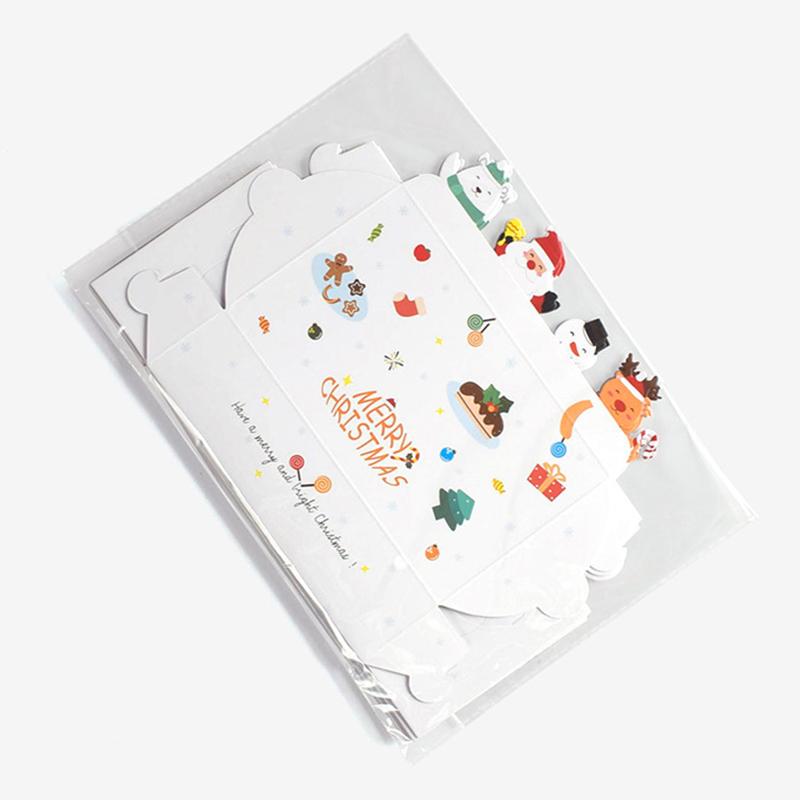 

10pcs Cartoon Cookie Bags White Merry Christmas Kraft Paper Candy Gift Boxes Kids New Year Gift Box Xmas Navidad Party Supply Other