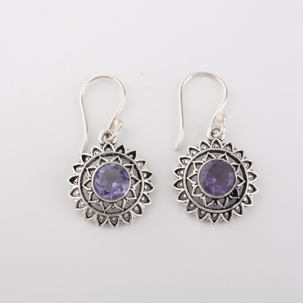 Iolite Gemstone 925 Sterling Silver Jewelry Handmade Drop/Dangle Earrings 1.57" CE-19-11
