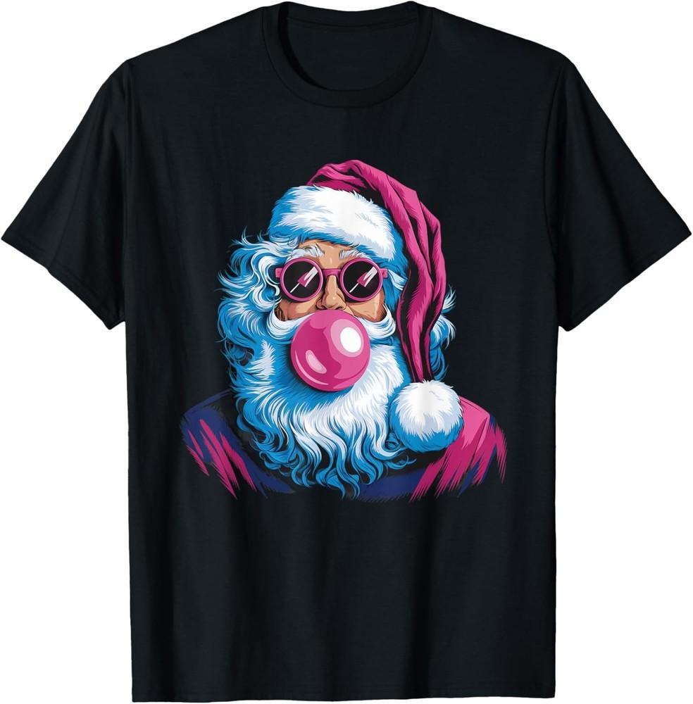 Cool Santa Blowing Bubble Gum Funny Christmas T-Shirt Unisex T-Shirt XL