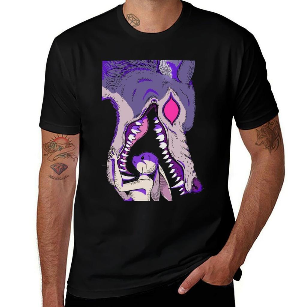Wolf And Rabbit Tshirt Cotton Tshirt Plain For Unisex Package Tshirt
