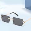 2PCS European and American Retro Gradient Frameless Sunglasses for Men New Trend Boxy Sunglasses for Women UV Resistant
