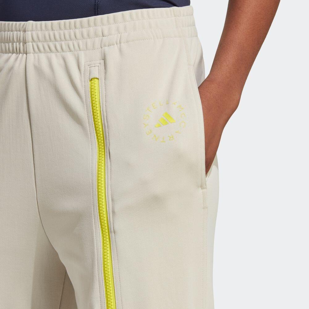 Adidas X Stella McCartney Collaboration SS23 Logo Print Flared Mid-Rise Fitted Knit Sports Pants Women Bottoms Light-Yellow IJ0599