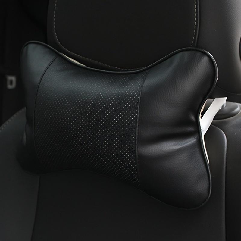 Car Neck Pillow PU Leather Ergonomic Headrest Support Cushion Filled Fiber Comfort Relief Universal Fit Cervical Anti Slip