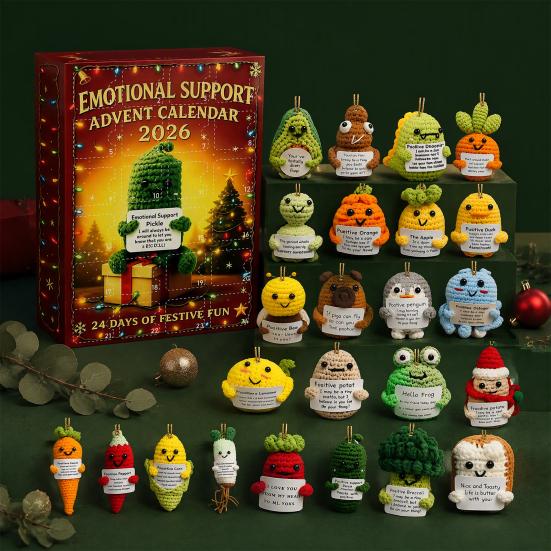 Unique Holiday Gift Emotional Support Advent Calendar, 24 Day Countdown Box with Ritualistic Unboxing Experience Inspirational Quote Acrylic Pendants,