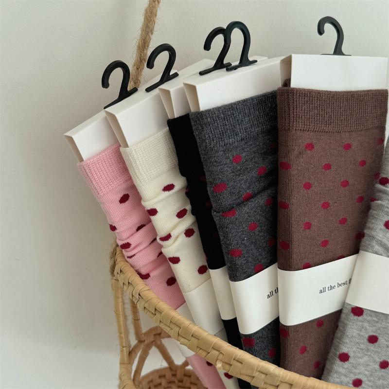 Autumn and Winter Polka Dot Boneless Socks, Mid-calf Socks, Versatile Casual Socks, Soft Cotton Socks