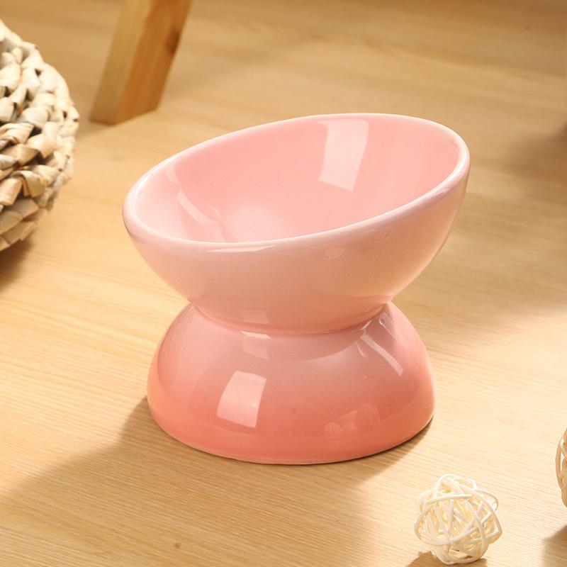 Ceramic Elevated Cat Bowls Tilted Cat Food Bowl Dish Pet Feeder Bowl Dishwasher Microwave Safe