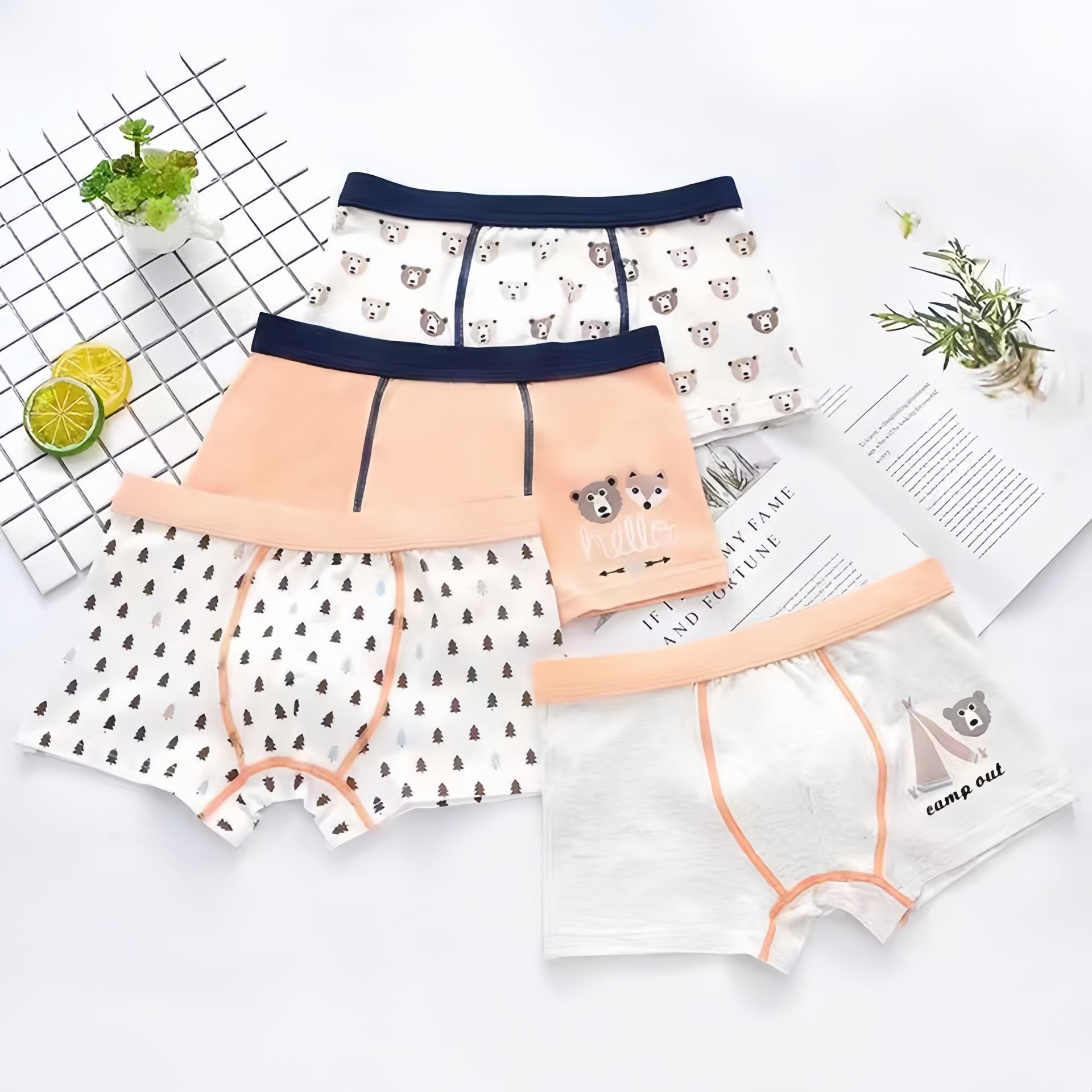 

Children s Underwear Baby Cartoon Boxer Boys Cotton Shorts XL бежевый