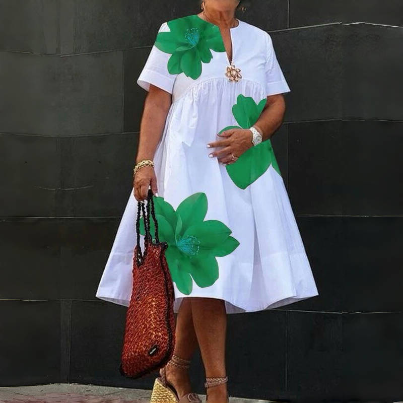 

Женское миди платье-рубашка с короткими рукавами в горошек, повседневное, простое, А-силуэта XXXL