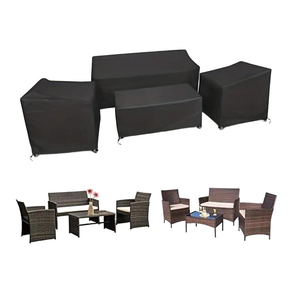 Outdoor Courtyard Black Waterproof Furniture Covers Black Furniture Covers Breathable Material Double Protection