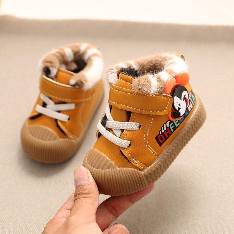 Winter Warm Baby Cotton Shoes 0-2 Years Old Soft-soled Children's Biscuit Shoes Fleece Boys and Girls Board Shoes, Baby Shoes
