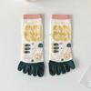 Cotton Five Fingers Women Socks Cartoon Medium Tube Socks Kawaii Split Toe Socks  For Yoga Sports