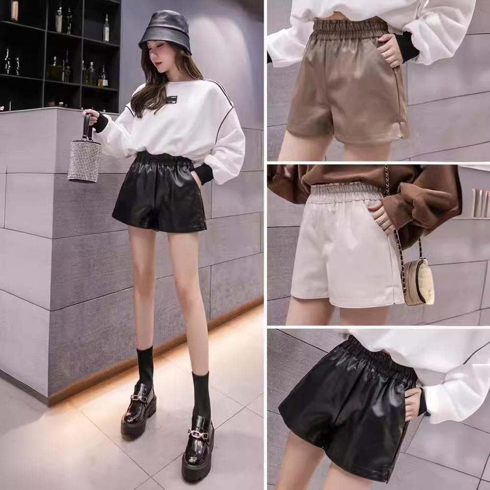 Women's High Waist PU Leather A-Line Shorts - Autumn/Winter 2025 Collection