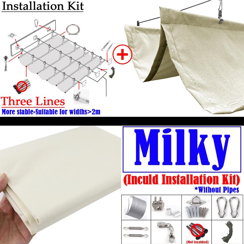 Width 2.5m~3m Outdoor Retractable Sun Shade Sail UV Block Sun Shade Net Patio Pergola Telescopic Wave Shading Canopy with Parts