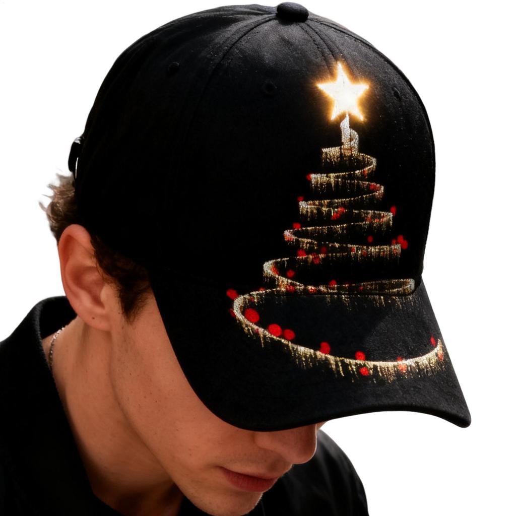 Christmas Tree Printed Baseball Hats Black Cloth New Year Baseball Hats Sunshade Baseball Caps Shade Caps Fishing Hats for Women