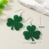 European Four-Leaf Clover Green Glitter Earrings - Women's St. Patrick's Day Accessory