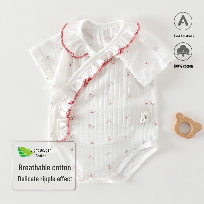 A-Class Cotton Baby Romper - Breathable Summer Jumpsuit with Snap Crotch for Newborns