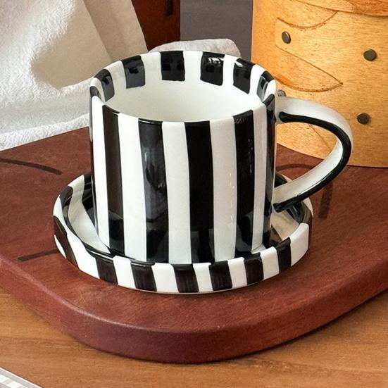 Vintage Ceramic Coffee Mug & Saucer Set Handled Microwave Dishwasher Safe Espresso Cups Gift for Weddings Anniversaries Bridal Shower