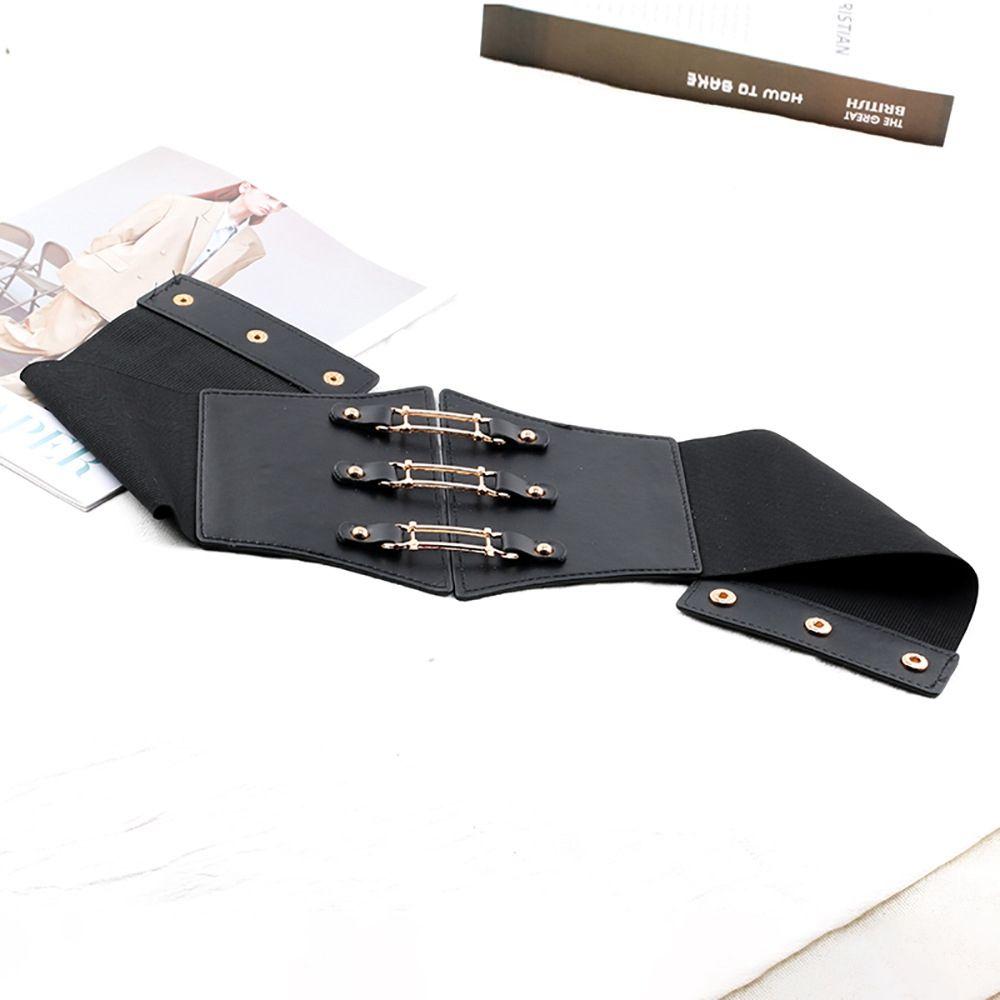 Body Bandage Corset Wide Waistband Elastic Waist Strap PU Leather Cummerbund Skirt Decorations