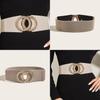 Artistic Vintage Leather Waist Belt For Women With Elastic Double Buckle For Casual Wear