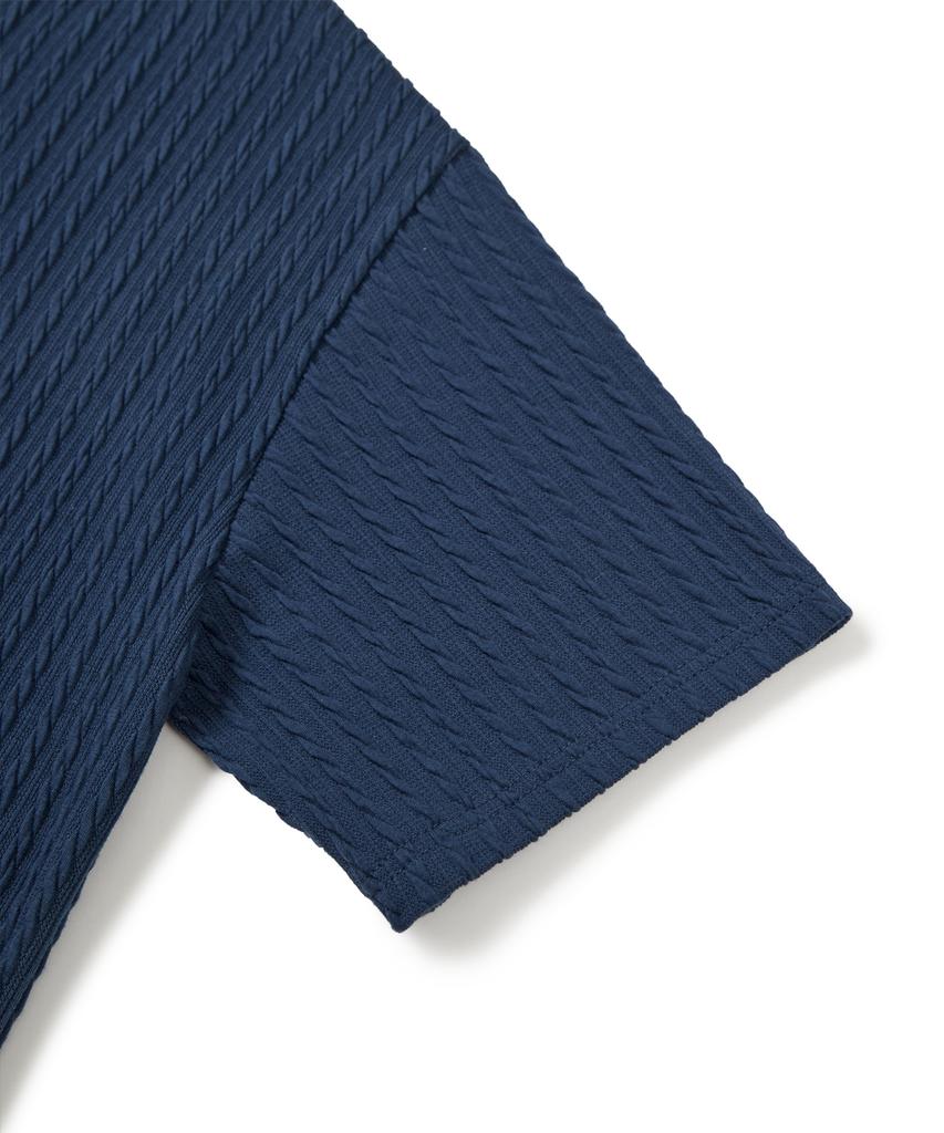 SSY Jacquard Knit Short Sleeve T-Shirt Blue