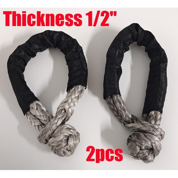 2x Синтетический мягкий шакл 1/2 x22  для буксировки, 38000 фунтов (17236 кг) на разрыв, Серый