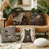 Retro Animals Art Cute Cushion Cover Plush Fabric Soft Double Sided Print Sofa Cushion Cover Throw Pillow Covers