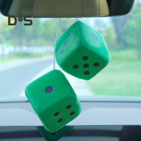 Plush Dice Pendant with Lanyard Vintage Charm Car Hanging Ornament Stress Relief Toy for Car Interior Rearview Mirror Decoration